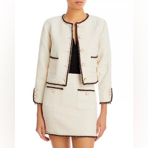 Elegant Cream Women's Dress With Black Trim